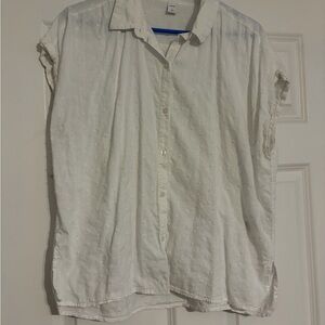 Old Navy white cotton flowy Womens L Blouse top beach boho casual travel